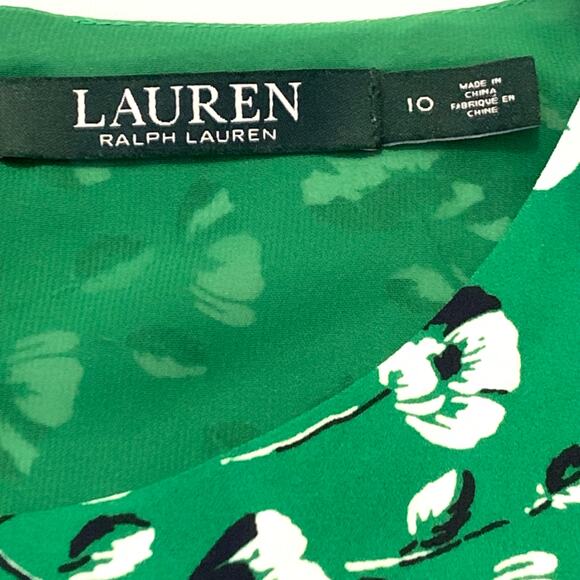 Lauren Ralph Lauren Womens Floral Georgette Dress Sz 10 Cap Sleeve *BELT MISSING - Picture 4 of 15